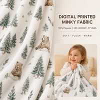 Tissu Minky à imprimé animal, doux, 100% polyester, imprimé numérique, tissu Minky pour couvertures, vêtements de nuit, capacité de production en série