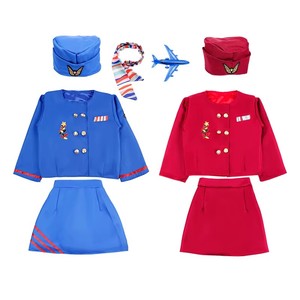 Ensemble de costumes d'hôtesse de l'air pour enfants, déguisement de carrière, cosplay, costume d'hôtesse de l'air pour Halloween, costume de stewardesse pour filles - Product Image 5