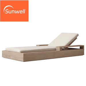 Tumbona de madera de teca de estilo moderno con marco de madera, juegos de salón de jardín para hoteles al aire libre, parques, patios, villas, piscinas - Product Image 4