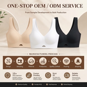 <span class=keywords><strong>Sujetador</strong></span> <span class=keywords><strong>sin</strong></span> <span class=keywords><strong>costuras</strong></span> para mujer OEM ODM, con diseño acanalado, cuello en V profundo, tirantes anchos, copas suaves y cómodas. - Product Image 5
