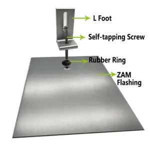 Corigy se instala fácilmente con una simple herramienta, ahorrando tiempo y costo de mano de obra, sistema de montaje solar, kit intermitente de pie L para soporte solar