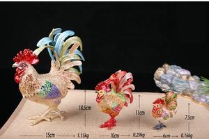 2024 creativo nuevo diseño estilo chino puro hecho a mano Gallo <span class=keywords><strong>Metal</strong></span> esmalte joyero para decoración del hogar - Product Image 5