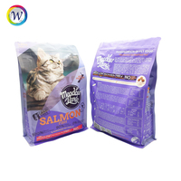 Sac d'emballage en plastique pour aliments pour animaux de compagnie à fond plat imprimé personnalisé en feuille laminée debout