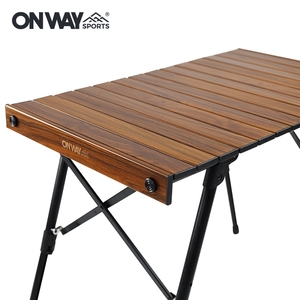 OnwaySports Egg Roll <strong>Table</strong> Outdoor Camping Folding <strong>Table</strong> Aluminium Wood Grain Height Adjustable Portable <strong>Table</strong> - Product Image 2