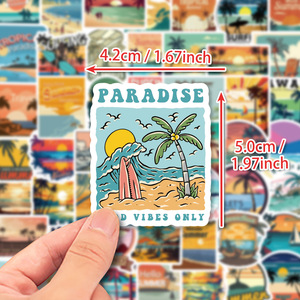 50 Uds. Vintage verano playa <span class=keywords><strong>surf</strong></span> dibujos animados Graffiti pegatinas para regalo portátil equipaje decoración impermeable <span class=keywords><strong>Aloha</strong></span> Hawaii pegatina - Product Image 5