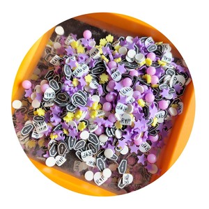 万圣节主题墓碑棺材撕裂粘土切片混合紫色珠子粘土洒DIY工艺品粘液浇头 - Product Image 4