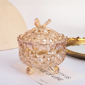 Bocal à bougies en cristal de verre pour le stockage des aliments, récipient/navire de bijouterie de cadeau de mariage de fête - Product Image 5