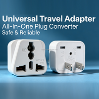 Steker Konversi Perjalanan 2 PIN USA NEMA 1-15P ke Soket UK/US/EU/AUS, Adaptor Steker Eropa ke AS