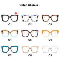 Nouvelles Lunettes Anti-lumière Bleue Carrées Surdimensionnées Vintage pour Femmes, Verres Colorés Tendance, Monture Fleurie, Lunettes d'Ordinateur et de Myopie Surdimensionnées