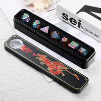 Porte-dés à rouler D&D personnalisable en résine à bords tranchants, ensemble de dés à noyau liquide pour RPG Dungeons and Dragons