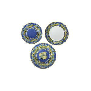 Service de vaisselle en porcelaine bleue aux motifs d'agrumes, ensemble de 18 pièces - Product Image 1