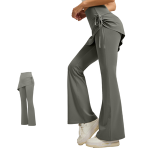 Trending Girls High Waist Elastic Workout Pants Comfortable Sports Fitness Yoga Flared <b>Leggings</b> Solid Casual Loose Tummy Control - Product Image 1