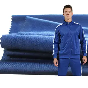 Sustainable heavyweight red color 270gsm 152cm recycled brushed tricot fabric for sport wear jogging suits