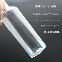 Bouteille de lotion à presser transparente en PET avec bec verseur, pour usage cosmétique, étiquetée, 10/20/30/50m, 100l
