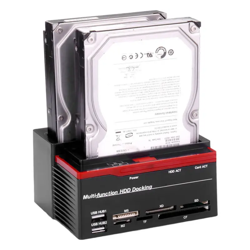 Docking Station HDD SATA IDE da 2.5/3.5 "Clone HDD Enclosure USB 2 porte USB 2.0/Type C Hub MS/M2/XD/CF/SD/TF Card Reader