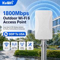 Punto de Acceso WiFi6 de Doble Banda KuWFi de 1800Mbps con Doble Puerto Gigabit, IP65, Largo Alcance, para Exteriores, para Autocaravanas y Campamentos, Cobertura WiFi, Envío DDP a EE. UU.