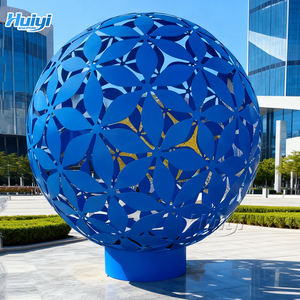 Grande sphère creuse en métal, sculptures de sphères décoratives en acier inoxydable pour le jardin - Product Image 4