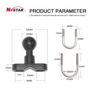 Support de téléphone soleil housse de <span class=keywords><strong>pluie</strong></span> moto guidon u-bolt l montage griffe 1 pouce balle pince support de téléphone avec casque pare-soleil pour ram - Product Image 3