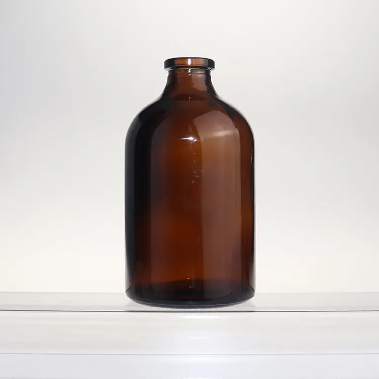 Produsen Tiongkok Botol Kaca Cetakan Injeksi Coklat Amber 100Ml Botol Kaca Laboratorium dengan Silikon