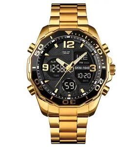 SKMEI1649メンズデジタル腕時計30M防水腕時計ステンレススチールストラップスポーツ時計