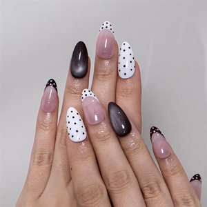 Nuevas <span class=keywords><strong>uñas</strong></span> postizas personalizadas con diseño de lunares, estilo ojo de gato francés, hechas a mano, de acrílico, cobertura completa, <span class=keywords><strong>uñas</strong></span> postizas a presión, <span class=keywords><strong>uñas</strong></span> postizas al por mayor, <span class=keywords><strong>uñas</strong></span> adhesivas para decoración de <span class=keywords><strong>uñas</strong></span>. - Product Image 3