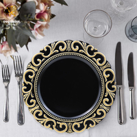 Assiettes de présentation noires en plastique de 13 pouces pour la décoration de mariages et de fêtes