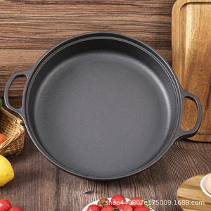 Double-Eared Cast Iron Frying <b>Pan</b> With Glass Lid Round Durable For <b>Pan</b>-Fried Buns Dumplings Flatbreads - Product Image 3