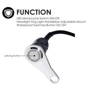 DC12V LED Interruptor de motocicleta Encendido-<span class=keywords><strong>Apagado</strong></span> Faro ajustable y luz antiniebla Interruptores de metal impermeables Botón IP65 Nivel 10A Corriente máxima - Product Image 4