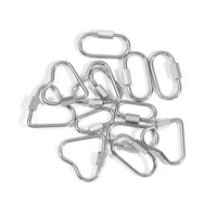 Mousqueton à vis en acier inoxydable en forme de cœur, fermoirs de verrouillage en U, boucle à vis, clip, crochet pour accessoires de bijoux, connecteur brillant