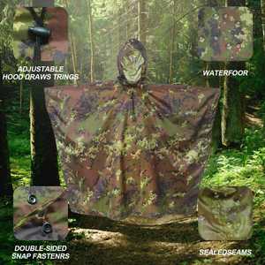 เสื้อกันฝนลายพรางสุดยอดเยี่ยม กันน้ำ สำหรับกิจกรรมกลางแจ้ง เดินป่า อุปกรณ์เอาตัวรอดฉุกเฉิน สำหรับผู้ใหญ่ ใช้ได้หนึ่งคน - Product Image 2