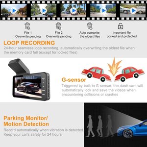 Camera Hành Trình Camera Hành Trình Kép FHD 1080P Trước Và Sau Cho Ô Tô Camera Hành Trình Màn Hình <span class=keywords><strong>LCD</strong></span> 4 Inch DVR Tầm Nhìn Ban Đêm Góc Rộng - Product Image 3