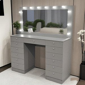 Tocador de maquillaje de fábrica para niñas, muebles de lujo, tocador para maquillaje, tocador de dormitorio moderno con espejo de luz Led - Product Image 1