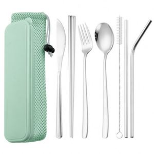 Cuchara y Tenedor para Viajes al Aire Libre, Pajitas Reutilizables para Acampar, Juego de Cubiertos Portátiles - Product Image 5