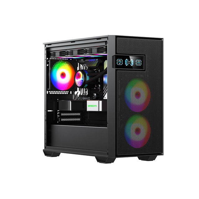 Tecnomall New Designed With LED Display Atx Gaming Case Pc Case Computer Chassis Desktop 360 Water Cooled