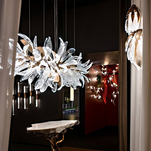 Splendido Lampadario a Foglia di Cristallo per Sala da Pranzo: Illuminazione Mozzafiato per Spazi Eleganti - Product Image 3