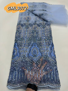 Luxe blauwe pailletten kant stof hoge kwaliteit 5 yards voor dames avondjurk en cocktailkleding - Product Image 2