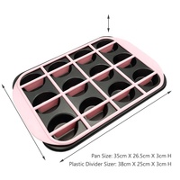 Moule à cupcake à muffins en acier au carbone antiadhésif avec diviseur de cupcake en plastique et demi-demi ensemble de moules à cupcake, outils de décoration de gâteau
