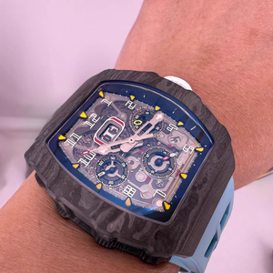 <span class=keywords><strong>Montre</strong></span> mécanique tendance 2026 Km1103 avec boîtier tonneau, cadran à aiguilles, calendrier, bracelet en fibre de carbone Ntpt, bracelet en caoutchouc pour homme - Product Image 5