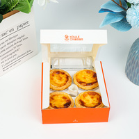 Boîte à tartelettes en papier de qualité alimentaire avec logo personnalisé, emballage biodégradable pour cupcakes avec fenêtre transparente en PET, boîte à dessert jetable