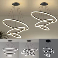 Lustre anneau en aluminium de luxe moderne pour la maison, le bureau, la salle à manger et la cuisine pour le salon, l'escalier de la villa, la taille de la lampe centrale en duplex