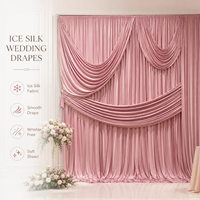 Rideau de fond de scène de mariage en soie glacée de luxe, taille personnalisée, sans plis, pour décoration de scène d'événements et de fêtes d'anniversaire