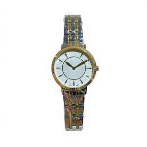 Orologio Meccanico Bicolore da <span class=keywords><strong>Donna</strong></span> con Quadrante Bianco Sunburst, Lunetta Decorativa e <span class=keywords><strong>Bracciale</strong></span> a Maglie in Acciaio Inossidabile Lucido - Product Image 1