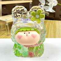 Ornements en résine pour paysages miniatures, figurines mignonnes de dessins animés avec paillettes liquides pour la décoration de la maison