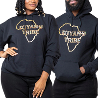 Sweat à capuche unisexe à imprimé africain Gold Green Kente Hooded Top African Map Graphic Hoodie pour femmes
