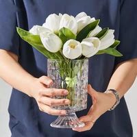 Nordic Esstisch Dekoration Transparente Oberfläche Blumen arrangement Behälter Gesicht Glasvase Dekoration Zubehör