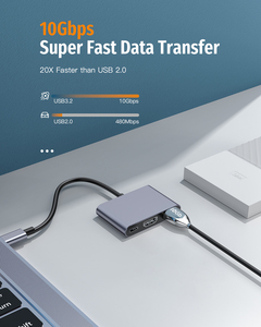 2025 phụ kiện máy tính tốt nhất bán 3 trong 1 USB HUB Loại C, hợp kim nhôm USB 3.2 10Gbps Hub với HDMI 4K30hz Adapter - Product Image 5