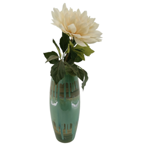 Vaso Alto in Ceramica con Smalto a Goccia Verde, Arredamento Contemporaneo per Soggiorno, Camera da Letto, Ufficio, Scrivania - Product Image 2
