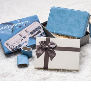 Jeu de société <span class=keywords><strong>classique</strong></span> bleu personnalisé ensemble de backgammon de voyage en cuir de qualité supérieure pour adultes - Product Image 6