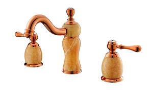 Ensemble de comptoir de luxe antique trois pièces avec robinet de lavabo en laiton à double poignée pour eau chaude et froide, mitigeur de lavabo vintage pour hôtel - Product Image 2