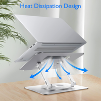 Support d'ordinateur portable pliable en alliage d'aluminium au design moderne avec rotation réglable à 360° pour bureau